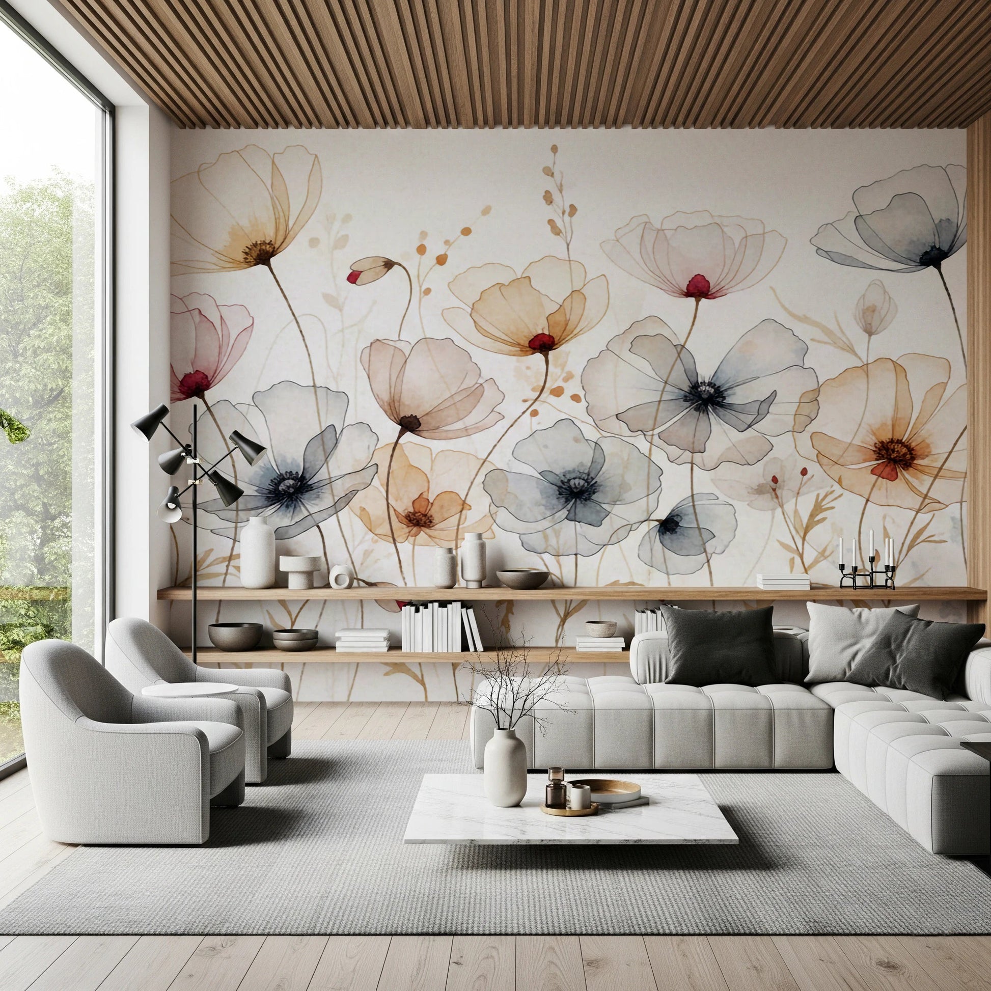 Watercolor Poppies Wall Mural