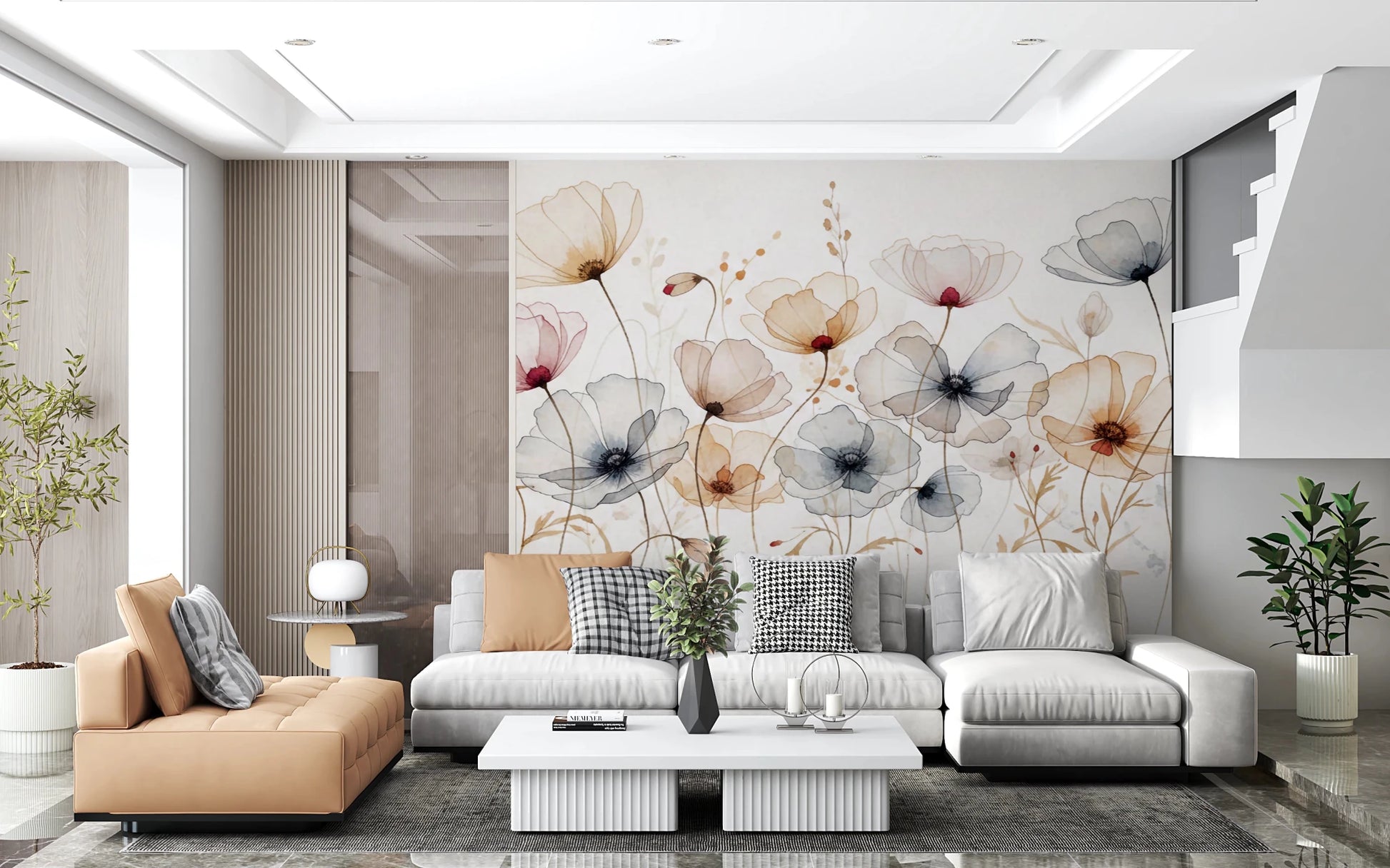 Watercolor Poppies Wall Mural