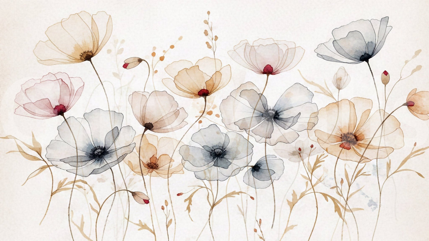 Watercolor Poppies Wall Mural