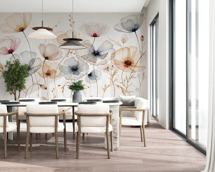 Watercolor Poppies Wall Mural