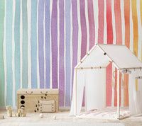 Colorful watercolor striped wallpaper for walls