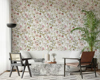 Watercolor Rose Garden elegant wallpaper subtle white background