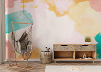Blurred watercolor wall mural in soft tones
