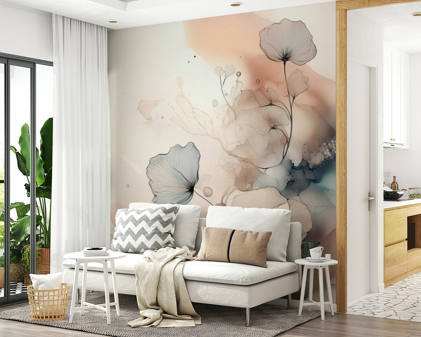 Watercolor Spiral Bloom Wall Mural