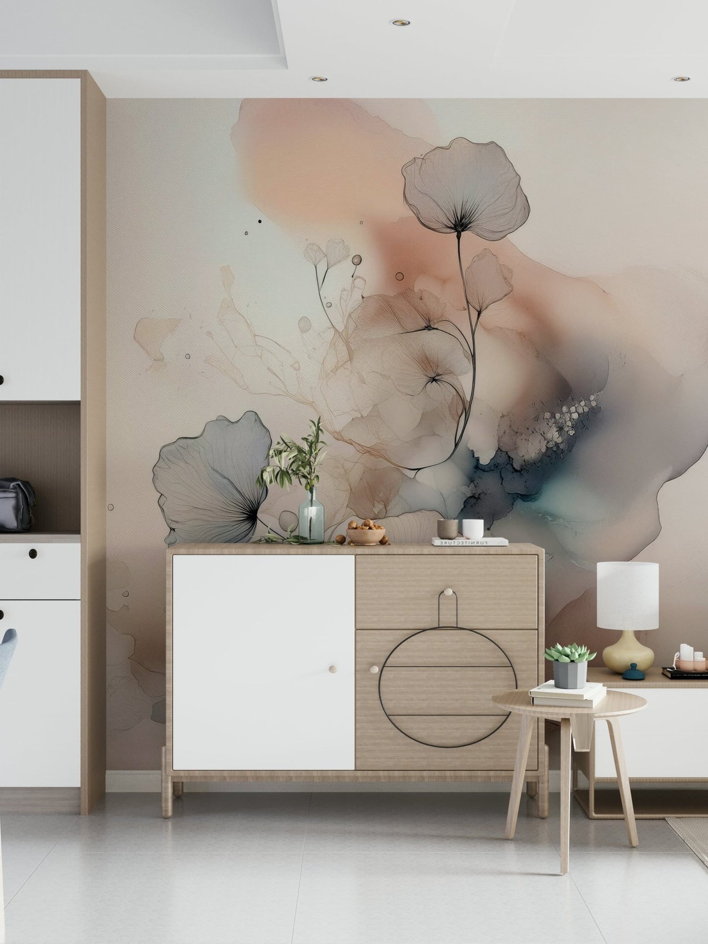 Watercolor Spiral Bloom Wall Mural