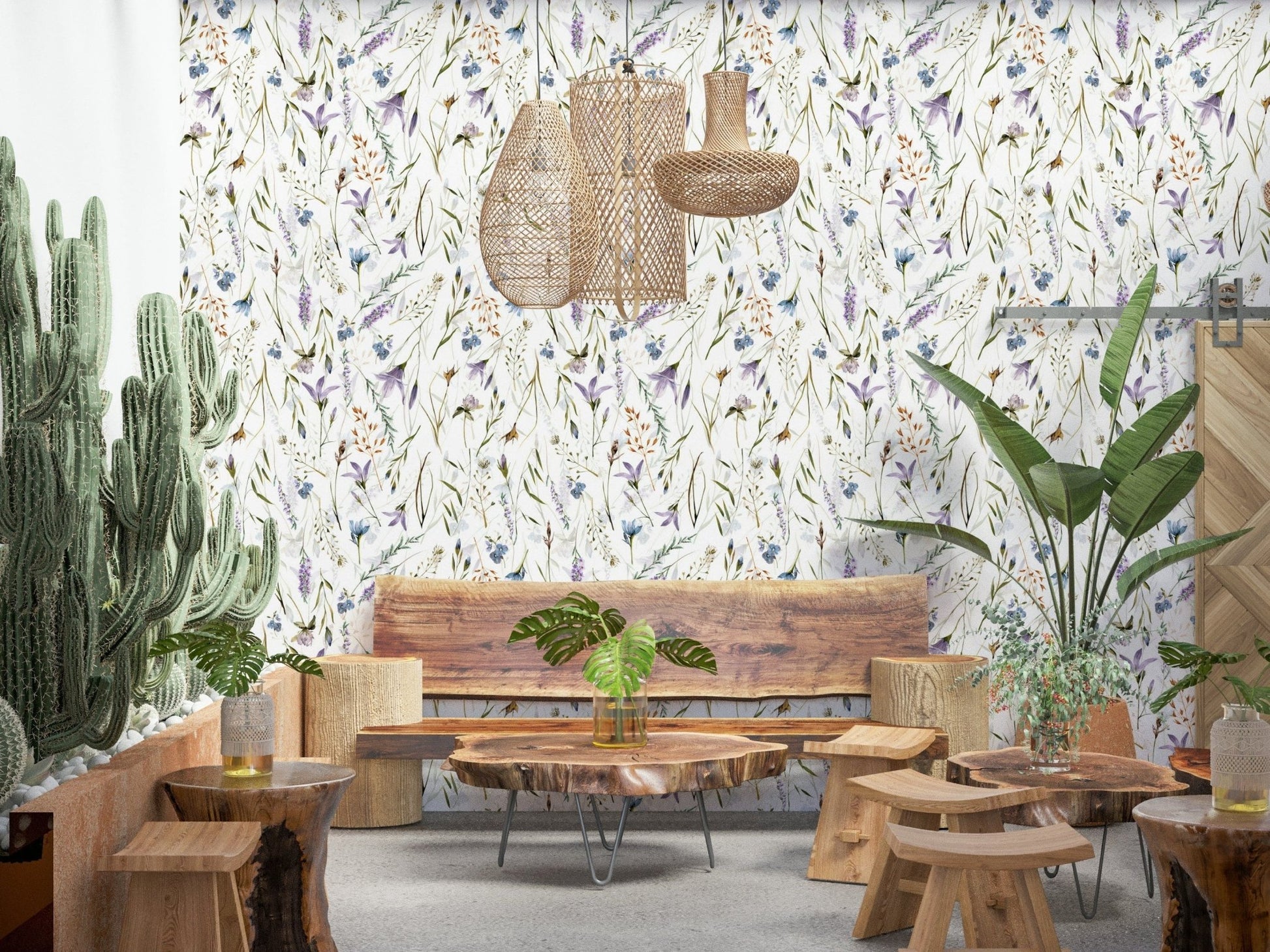 Intricate wildflowers and grasses in this Watercolor Spring Wildflower Meadow art.