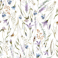 Nature inspired Watercolor Spring Wildflower Meadow background print.