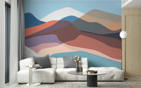 Watercolor Wavy Mountains Wallpaper Murals - Giffywalls