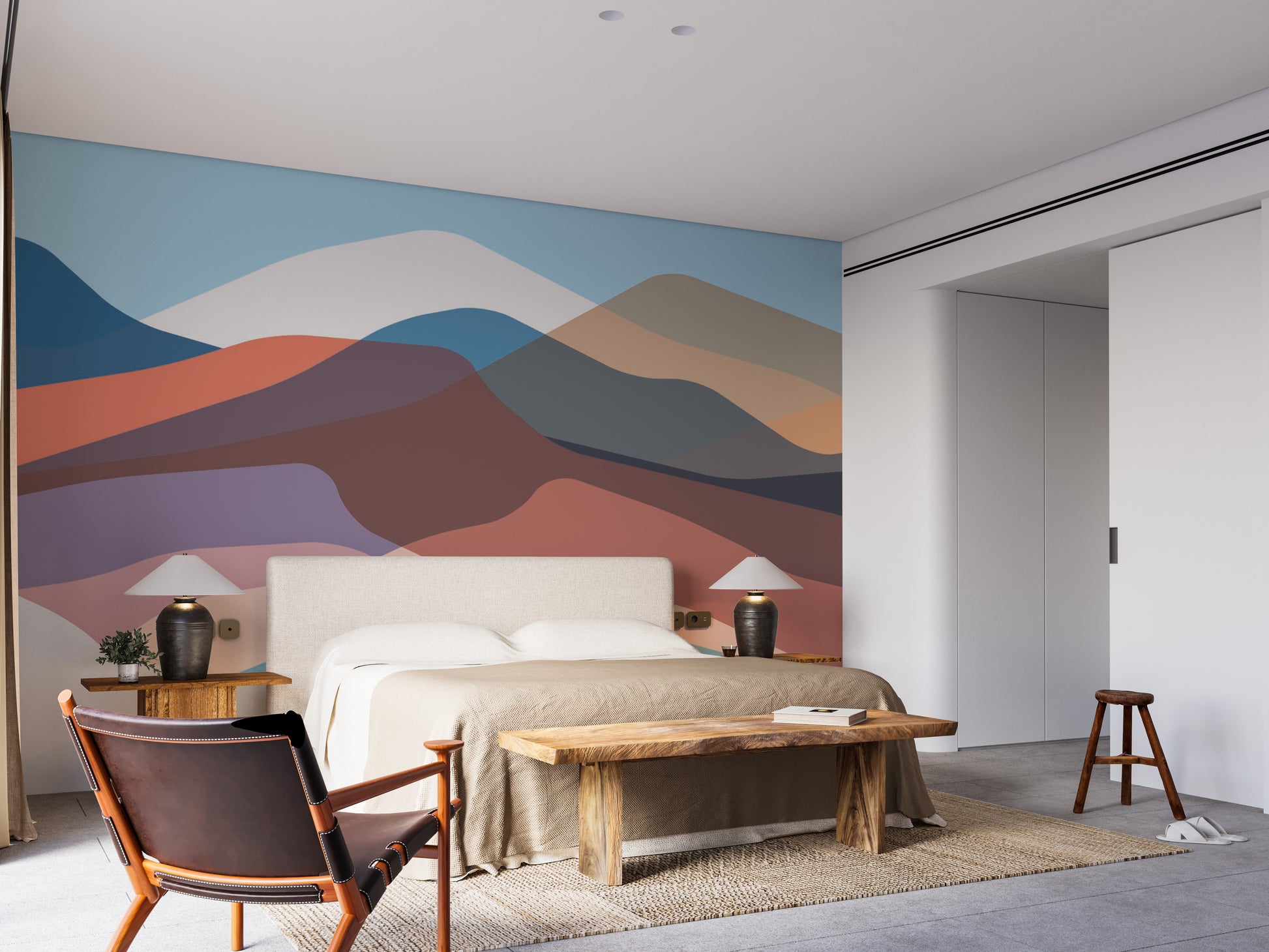 Aesthetic wavy mountain wallpaper art