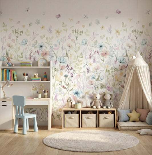 Watercolor Whispers Floral Wall Mural - 3279932