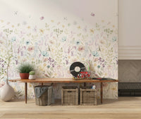 A light floral wallpaper showcasing soft watercolor petals and gentle leafy accents.