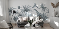 Playful kids room wall mural with animals
