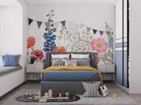 Watercolor Wild Flowers Wallpaper Mural - Giffywalls
