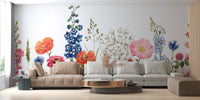 Watercolor Wild Flowers Wallpaper Mural - Giffywalls