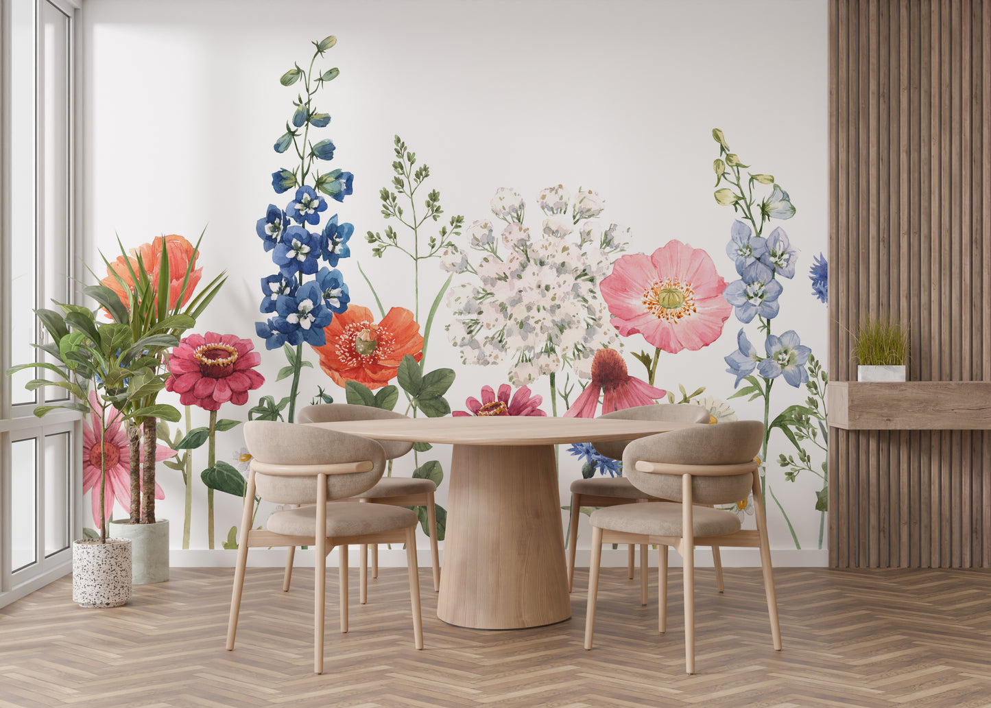 Watercolor Wild Flowers wallpaper for walls