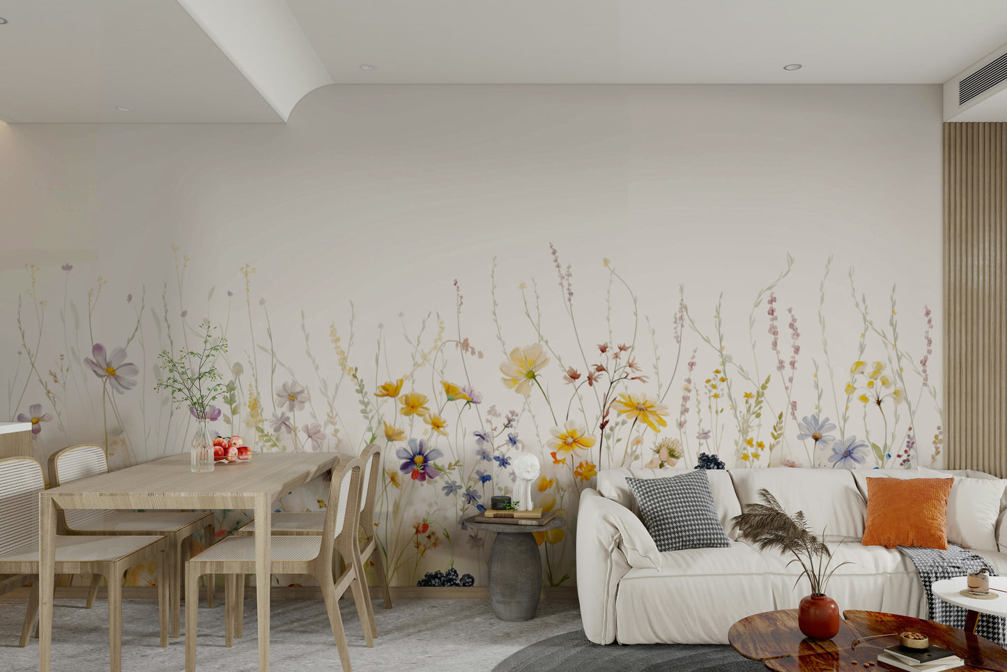 Durable botanical wall mural

