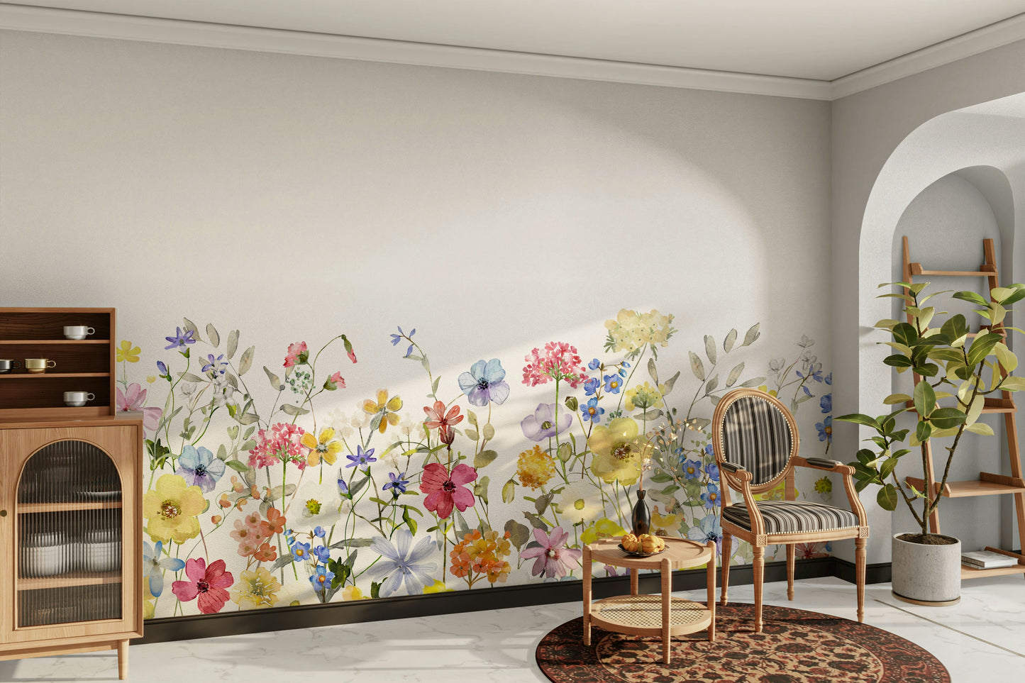 Living room floral wallpaper

