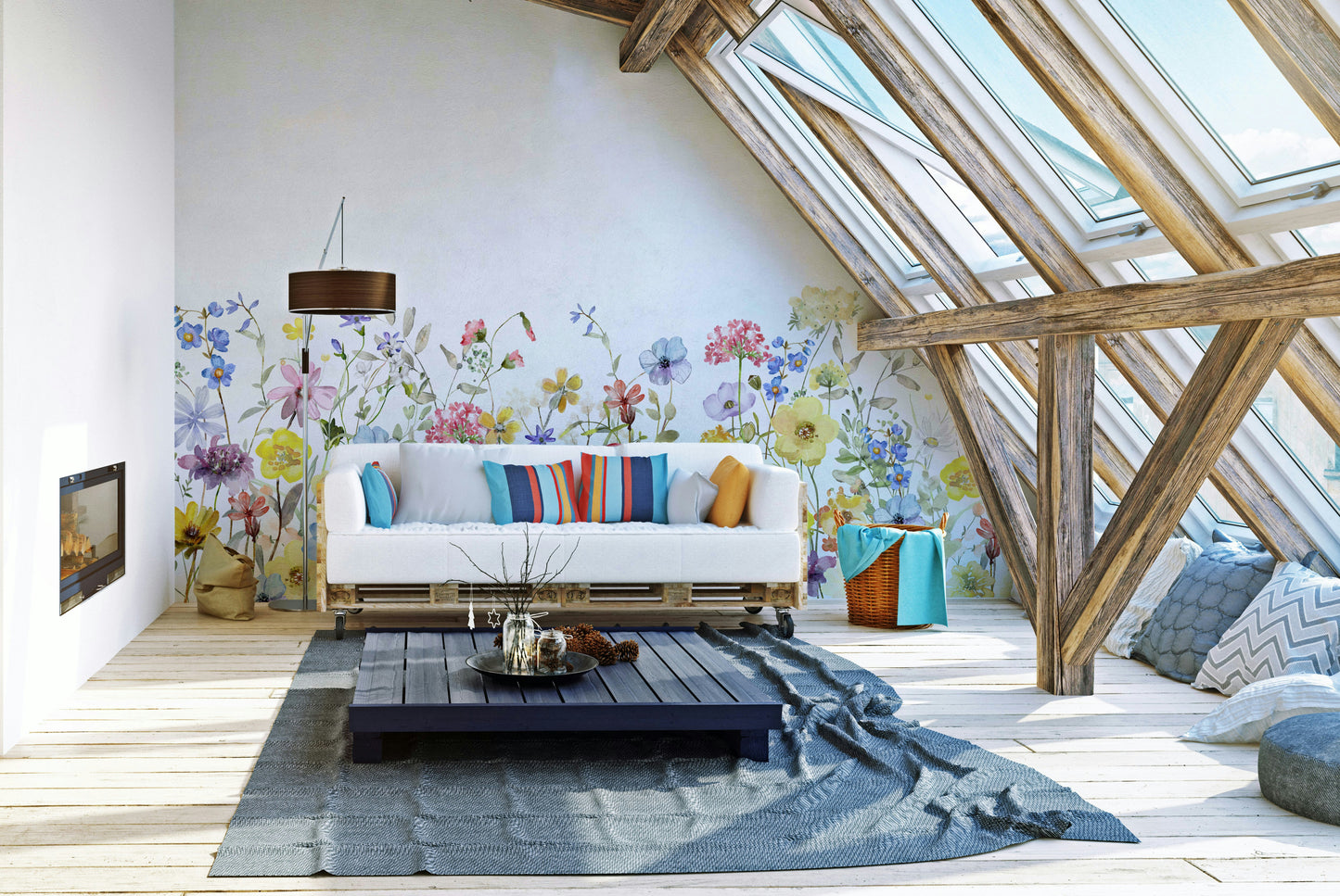 Soft watercolor floral wallpaper

