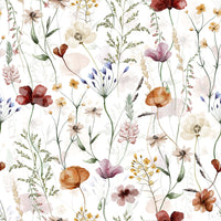 Watercolour poppy wallpaper Wildflower Hues home interior accent.