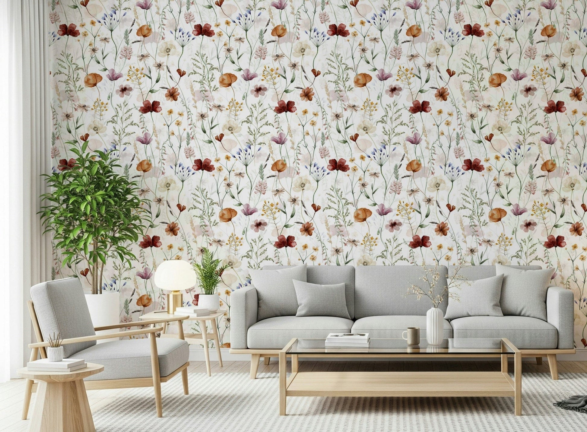 Autumnal bloom wall mural Wildflower Hues custom dwelling print.