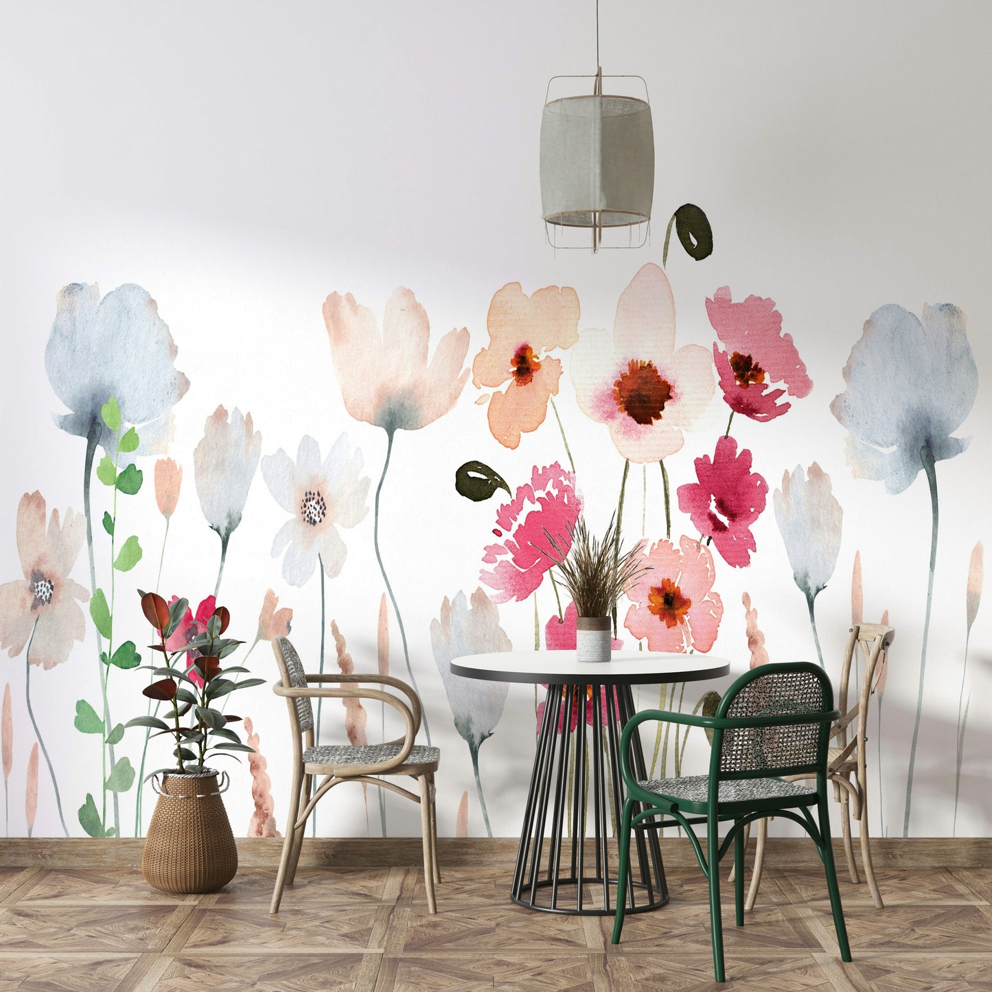 Watercolor Wildflower Wall Mural