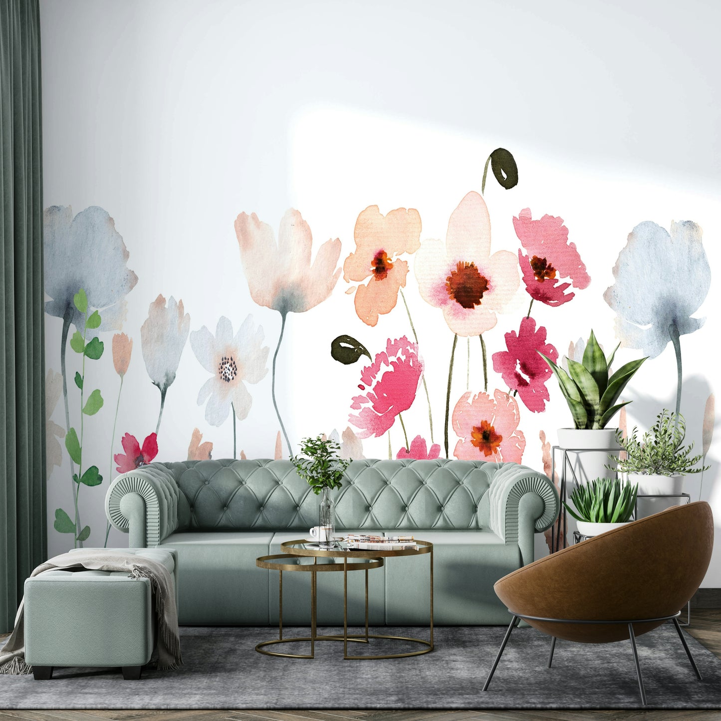 Watercolor Wildflower Wall Mural