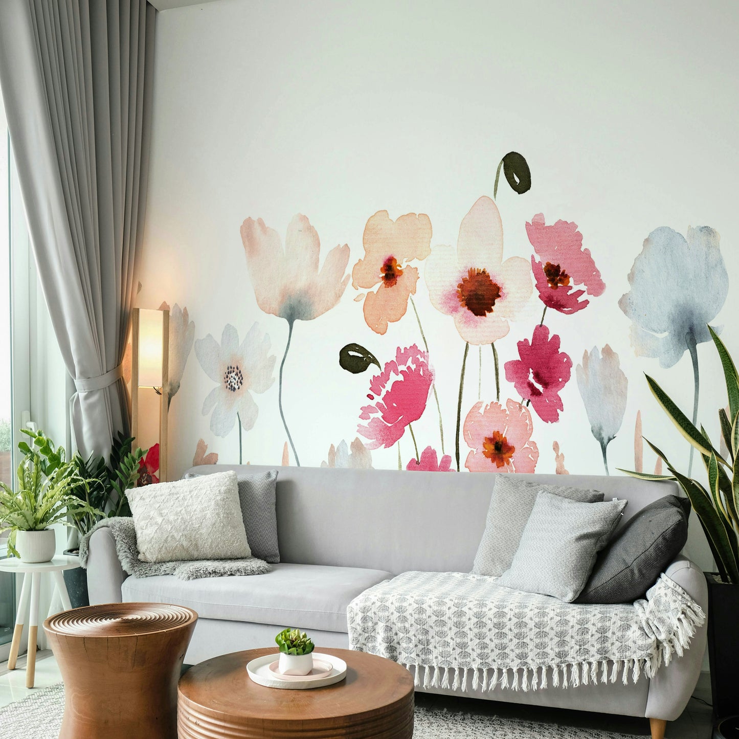 Watercolor Wildflower Wall Mural