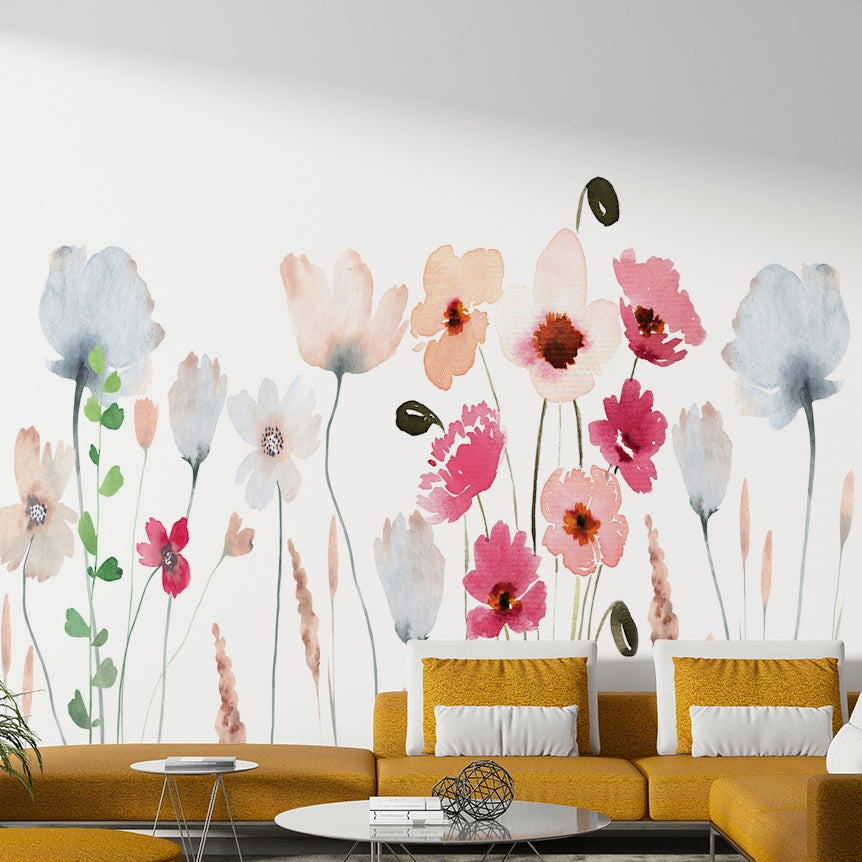 Watercolor Wildflower Wall Mural