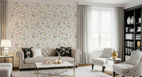 Artistic representation of a summer meadow, Watercolor Wildflowers Meadow wallpaper for walls.