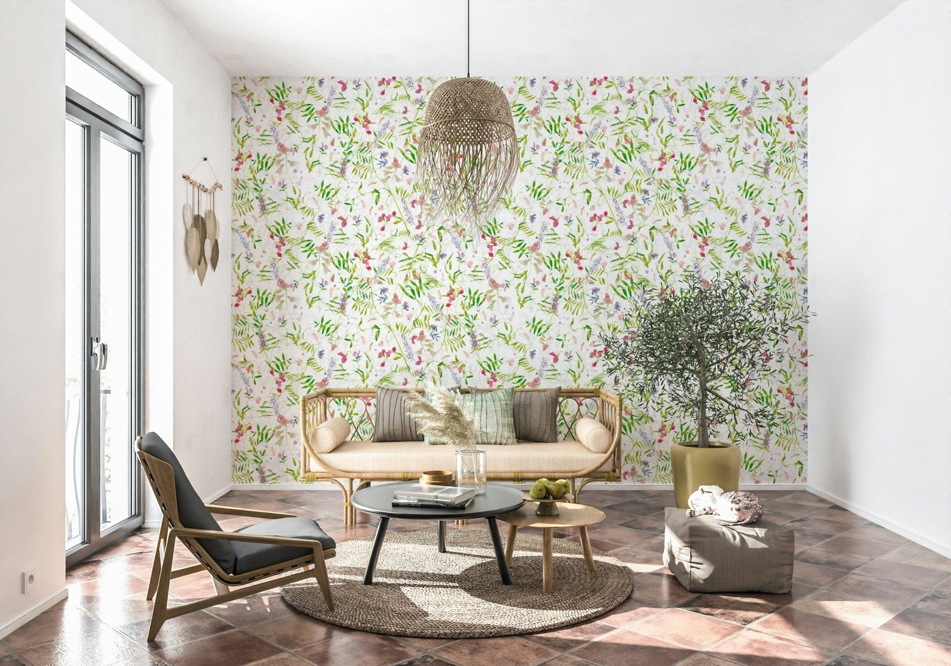 Natural Watercolor Wildflowers wallpaper, subtle watercolor texture aesthetic.