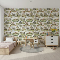 Nostalgic Watercolor Woods forest design peel and stick wallpaper.