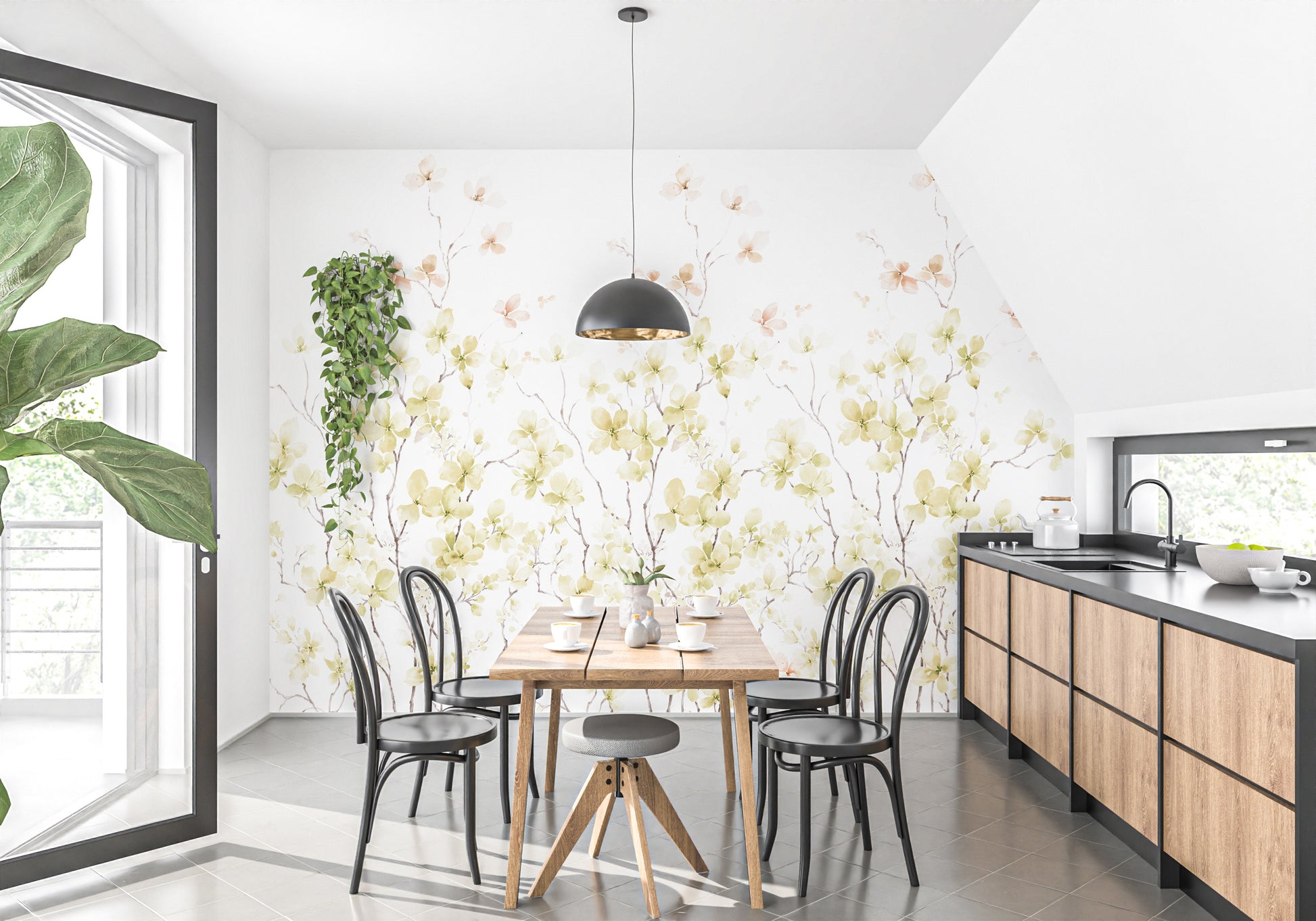 Watercolor yellow flower Wallpaper murals - Giffywalls