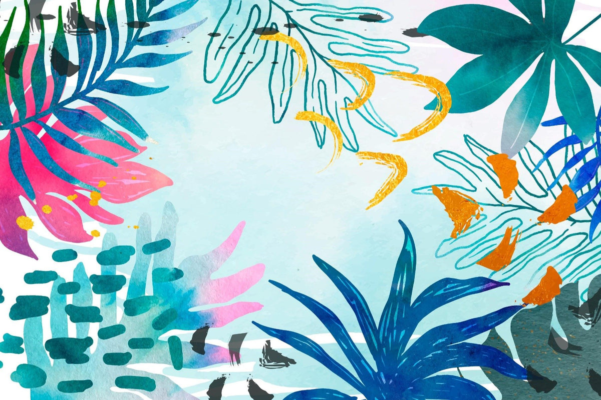 Abstract Tropical Leaf Wallpaper in your room — zoomed
