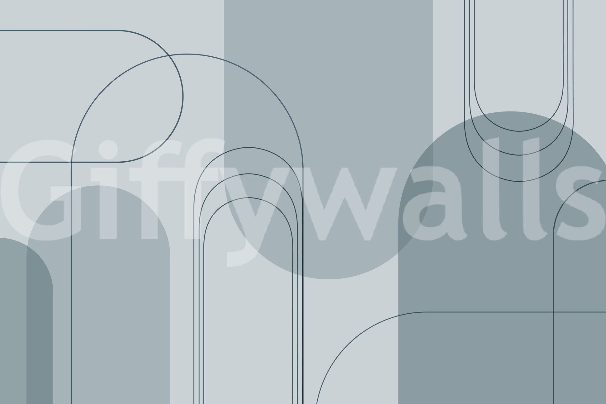 Abstract arch design in blue tones

