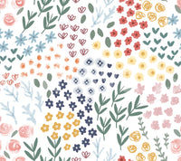 Mixed blooms patch style wall design

