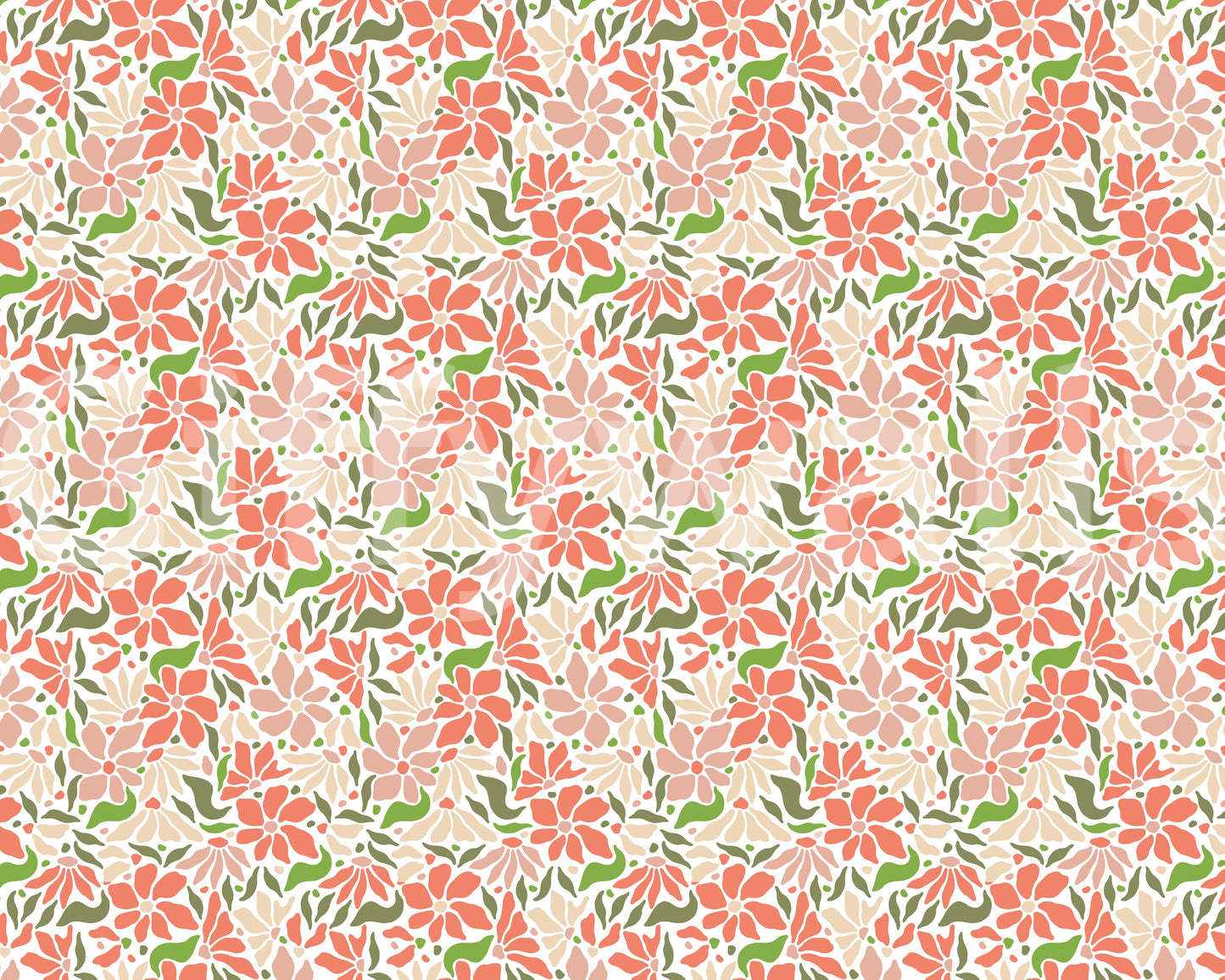 Groovy Flowers Coral Green Wallpaper⁠