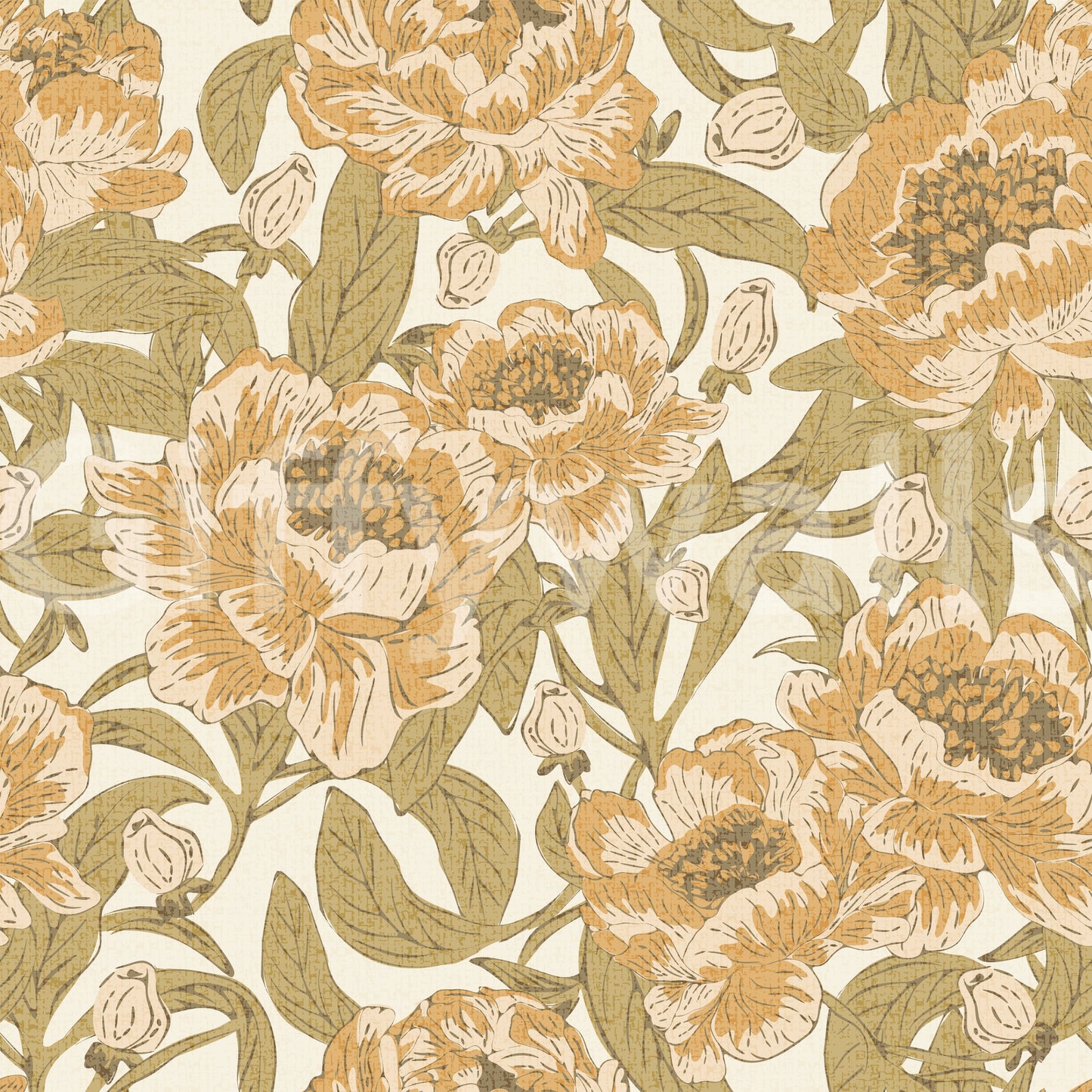Warm-toned wallpaper with romantic peony print

