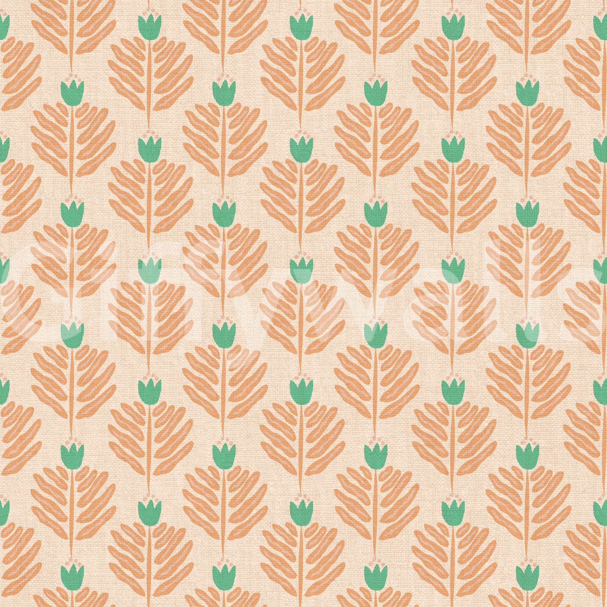 Jewel jungle-inspired peach chunky plant wallpaper for bold interiors

