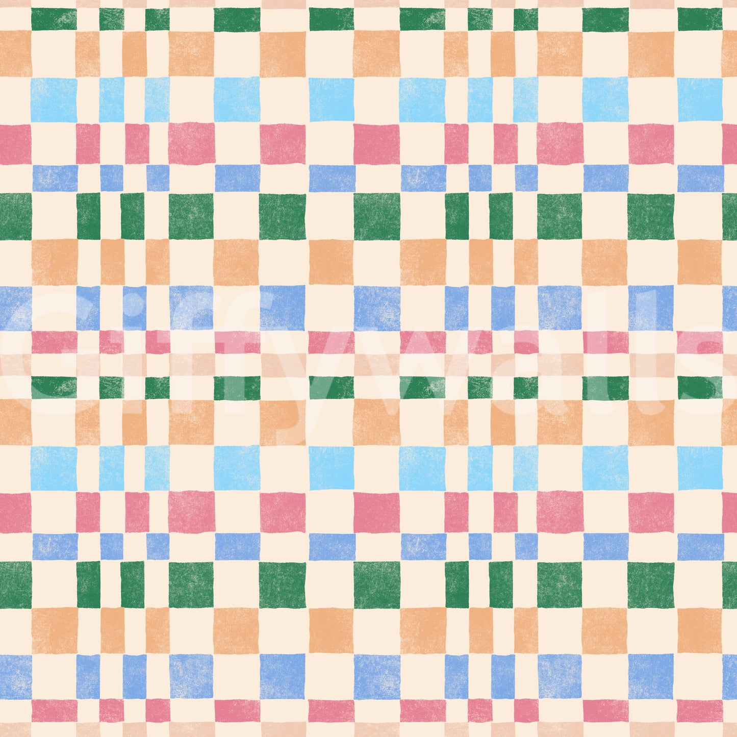 Multicolored Funky Woven Check Jewel Jungle Wallpaper⁠