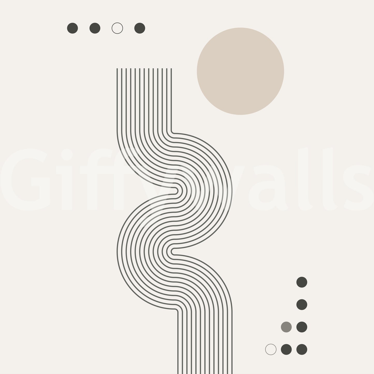 Retro Geometric Flow Wall Mural