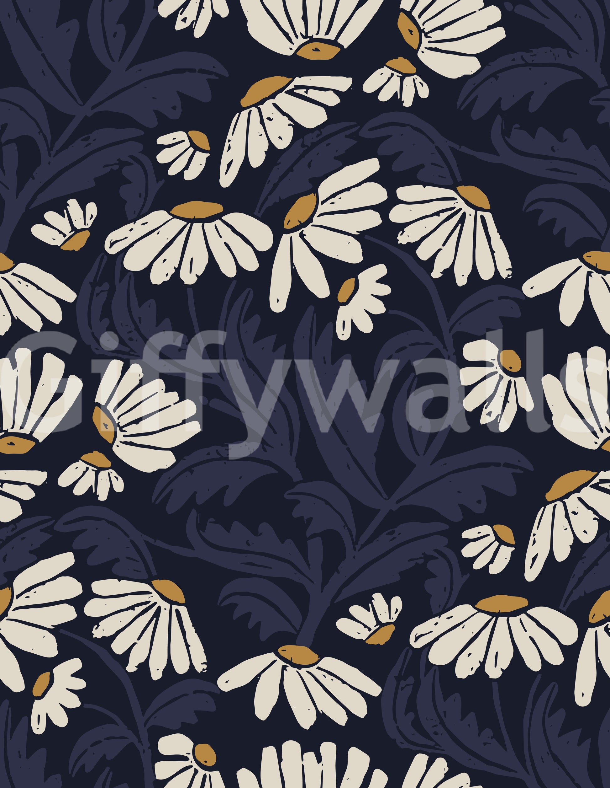 Pastel daisy wall mural design

