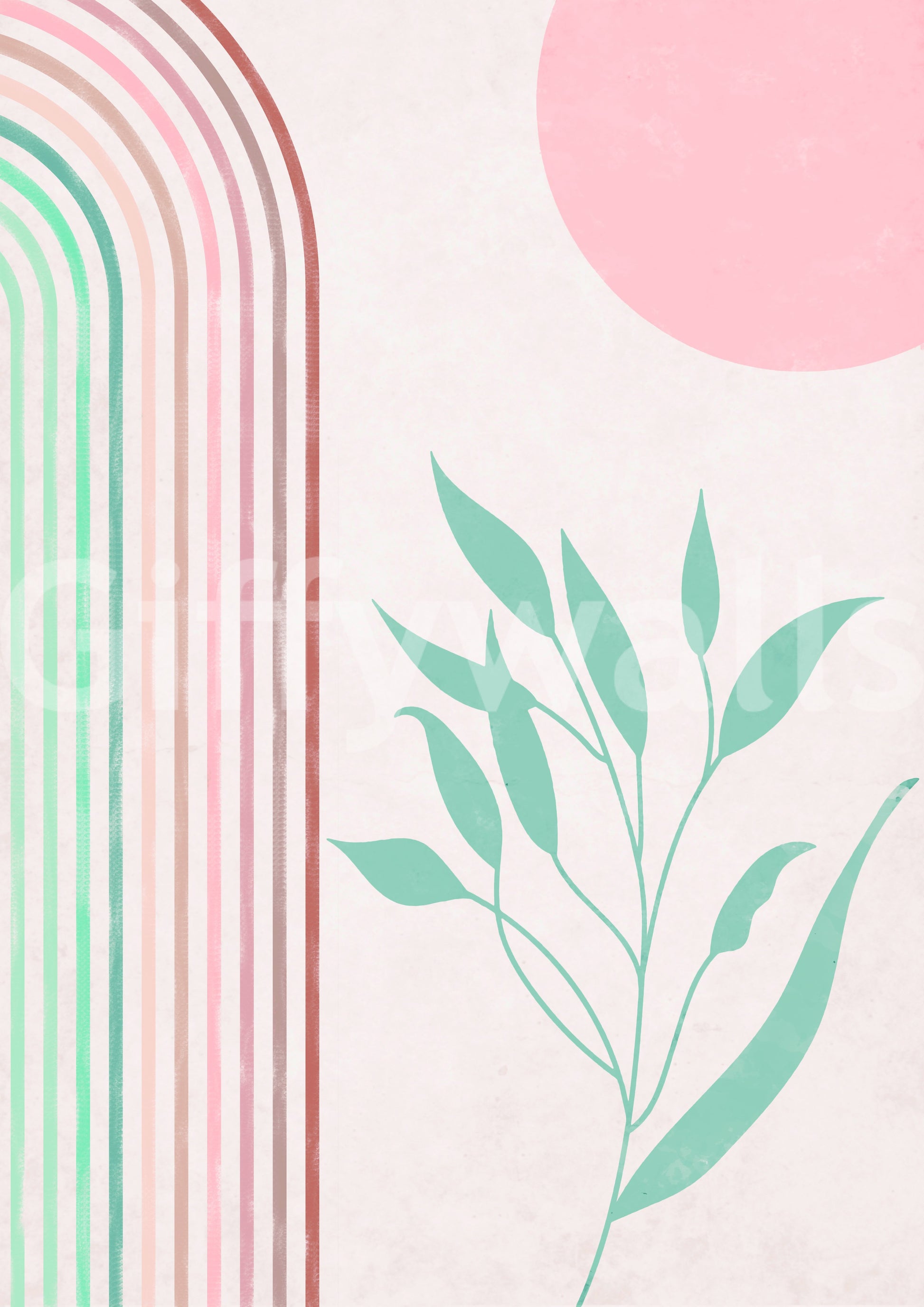 Rainbow horizon mural with peaceful gradients

