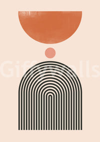 Geometric arch wall mural with soft contrast

