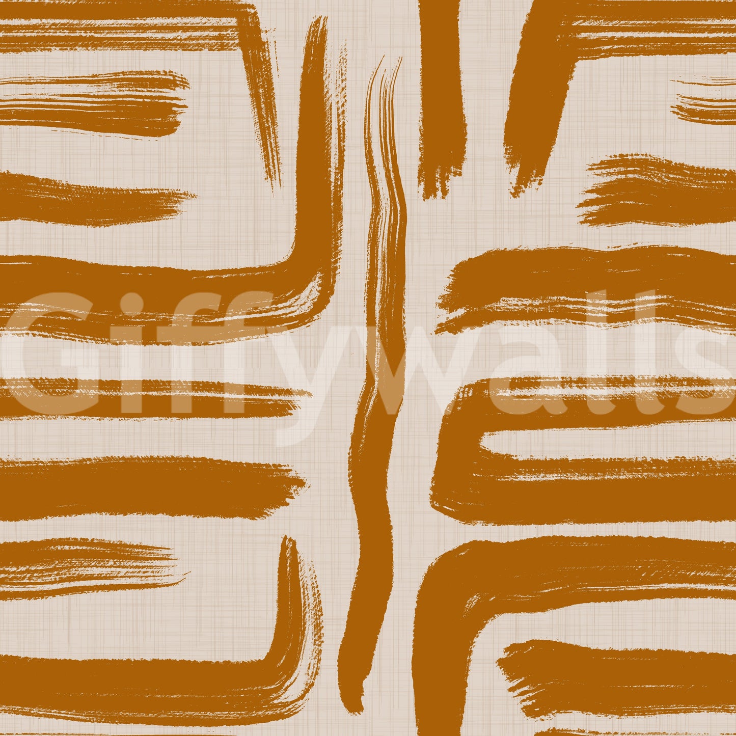 Amber Brushstrokes - Abstract Mid Century Modern Wallpaper⁠