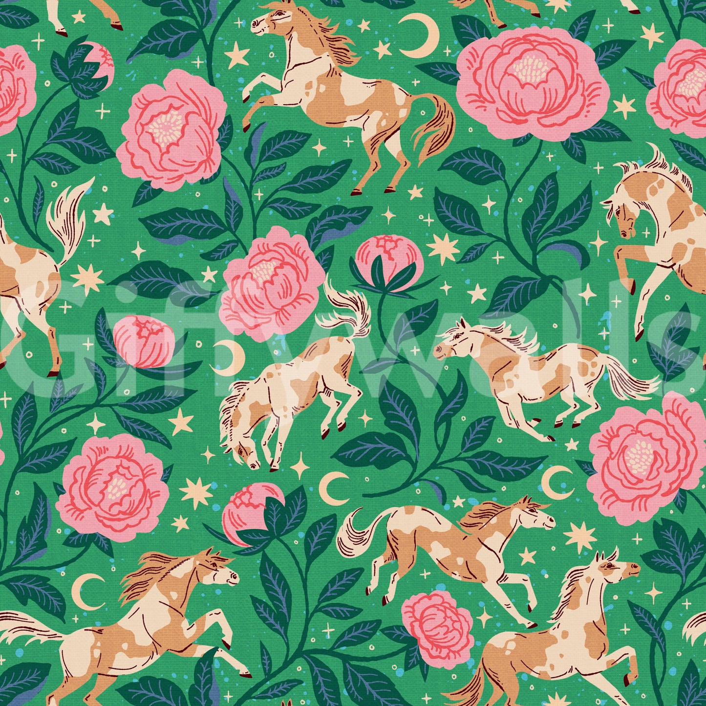Ponies and Peonies Wild West Americana-08 Wallpaper⁠
