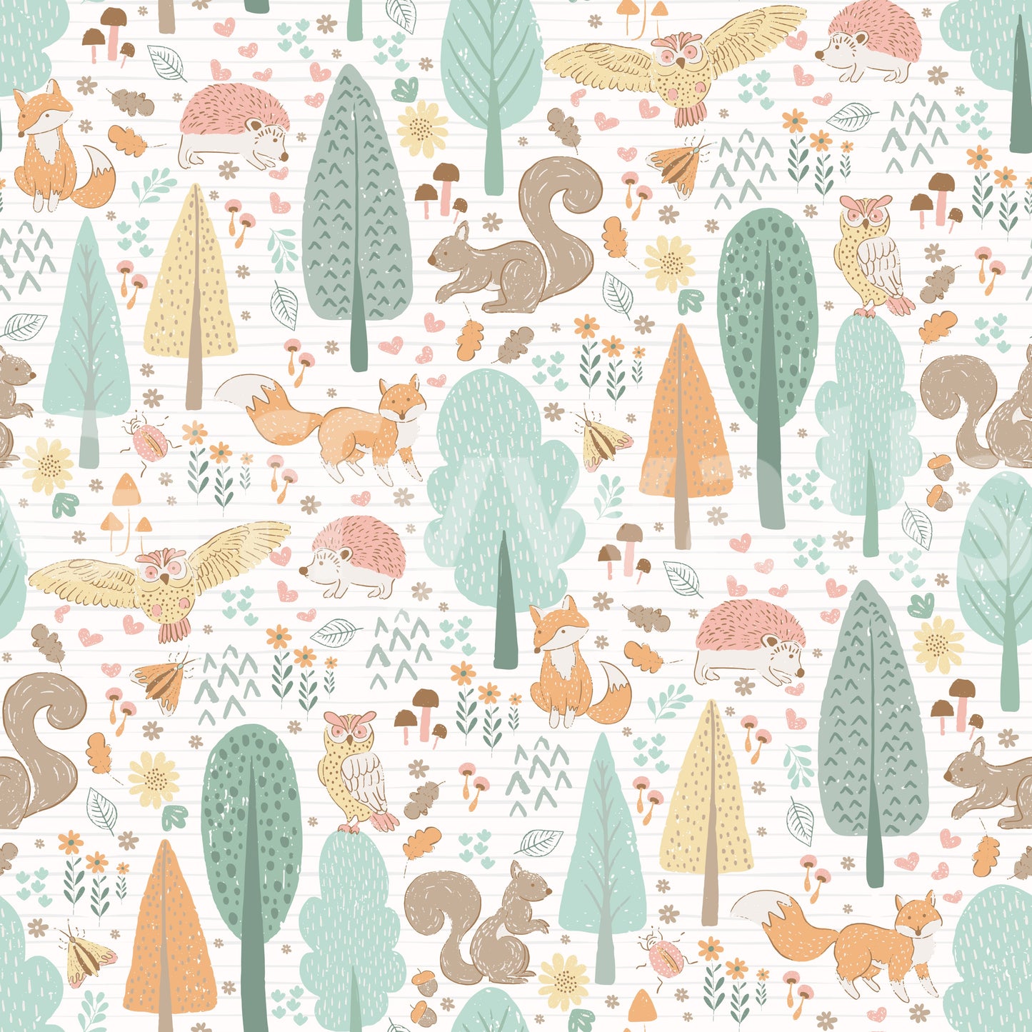 Playful Woodland Nursery Animals  Wallpaper⁠
