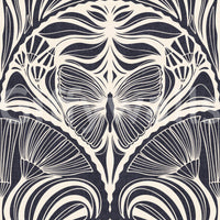 Dark vintage wallpaper with elegant fan detailing

