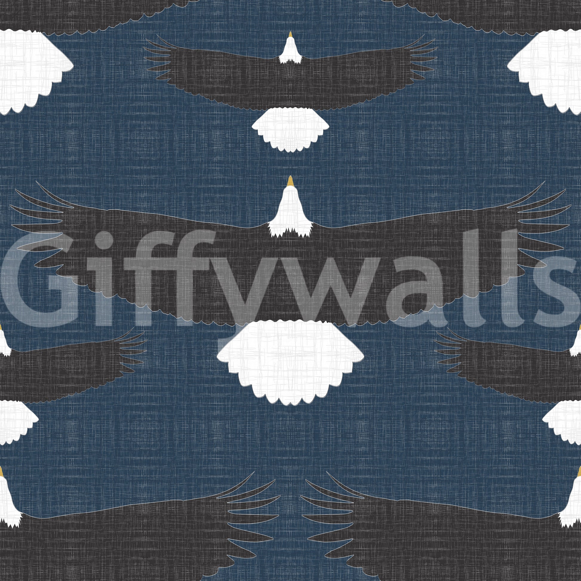 Rustic Americana bald eagle wallpaper in blue

