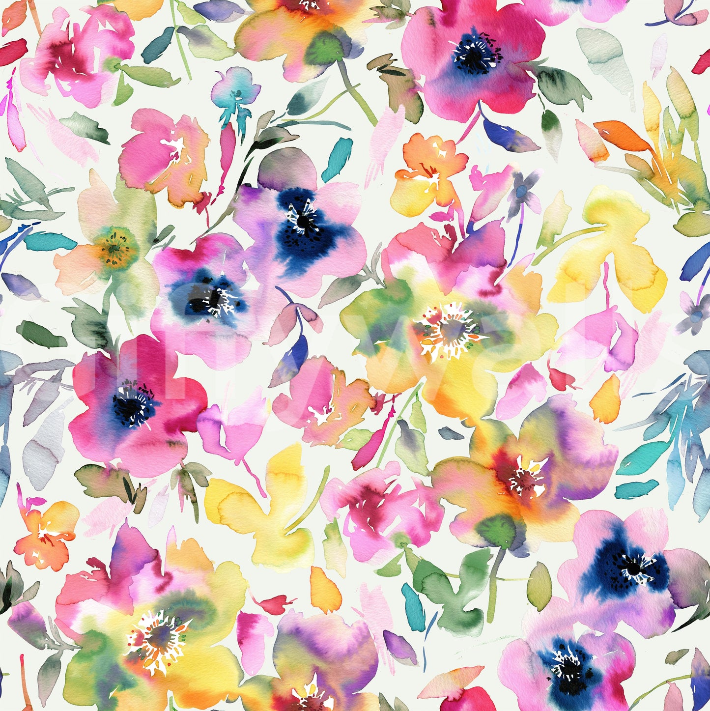 Artistic Fresh Summer Floral  Wallpaper⁠
