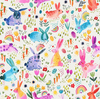Children’s wallpaper with nature and bunny prints

